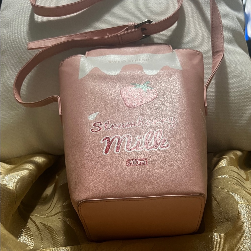 Strawberry Milk Pink Shoulder Bag 11” length x 5 1/2” width